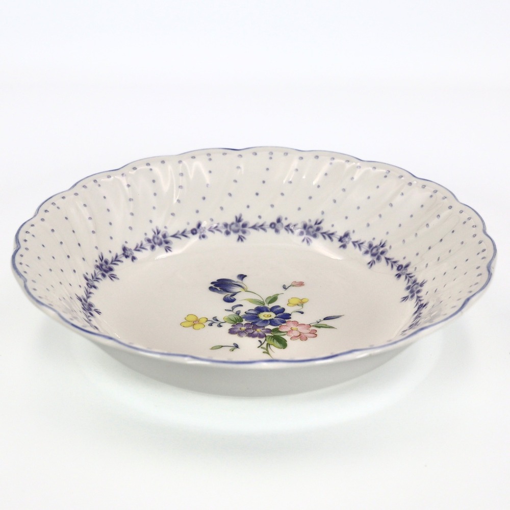 Nikko Blue Peony Soup Cereal Bowl Scalloped Rim Vintage Japan Cottagecore White